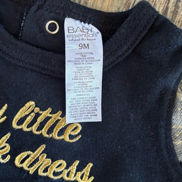 Baby Essentials My Little Black Dress Tutu Bodysuit Onesie Size 9M Embroidered - Picture 9 of 9